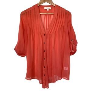 Olive & Oak Women's Oversized Semi SheerLong Line Tunic Blouse Small